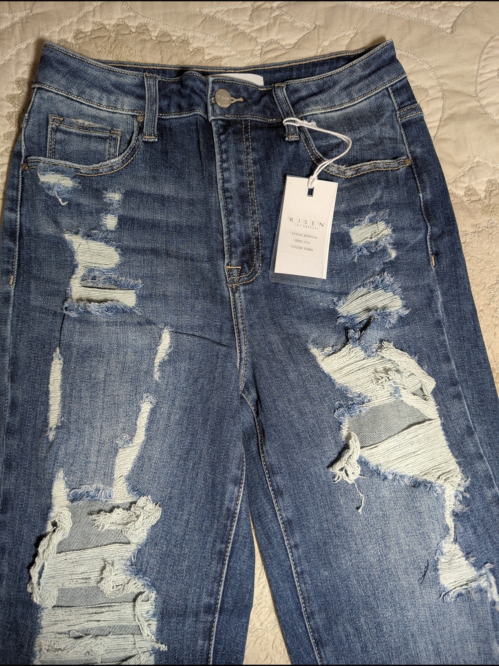 Risen Mid Rise Distressed Blue Women’s Jeans